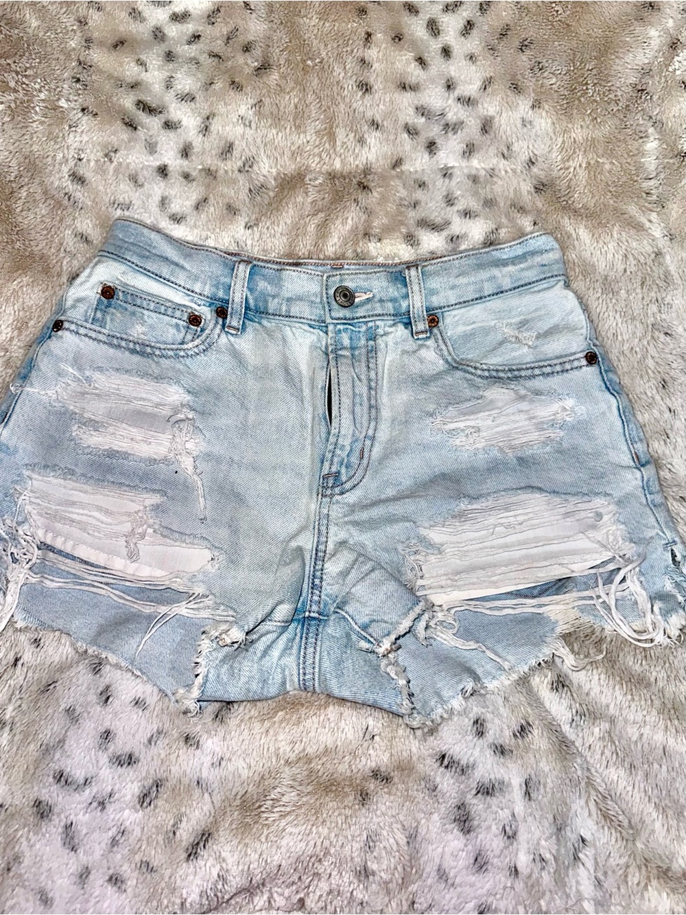 American Eagle Outfitters Light Blue Distressed Denim Cutoff Shorts